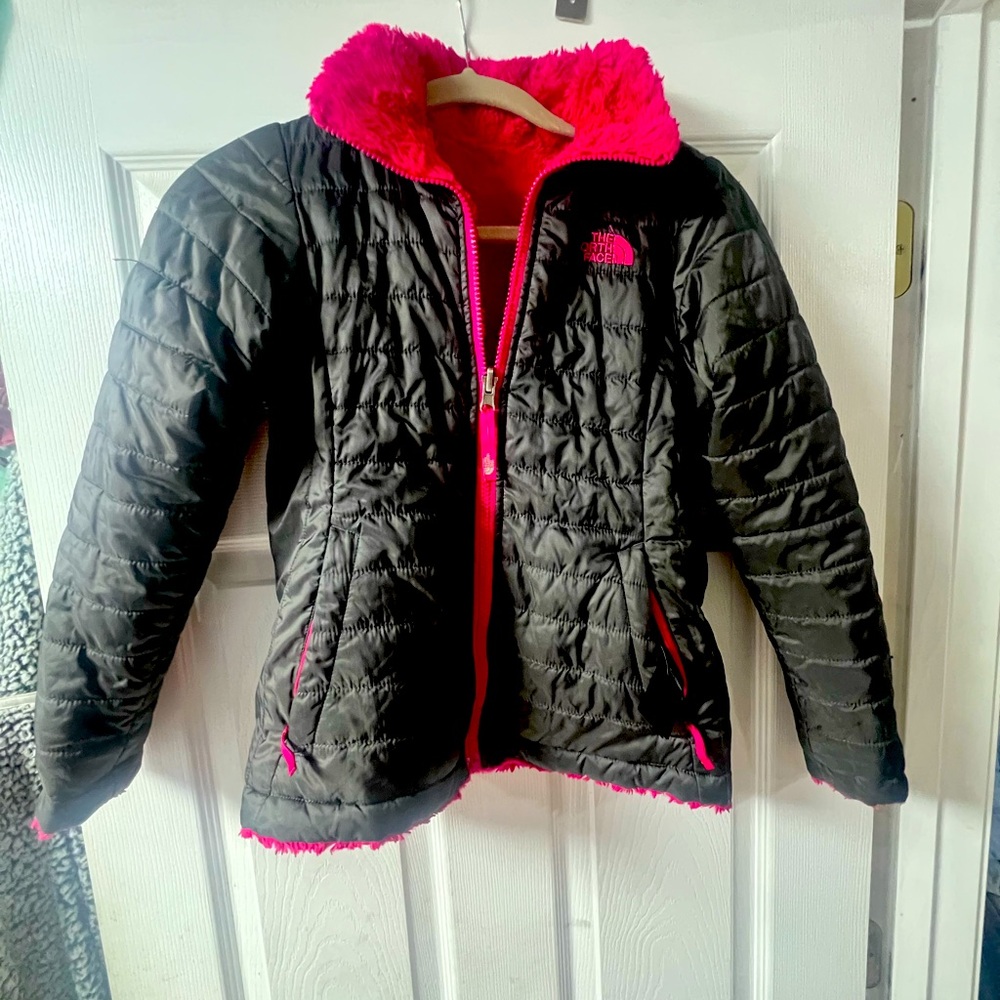 The North Face Kids' Gray and Pink Puffer Jacket